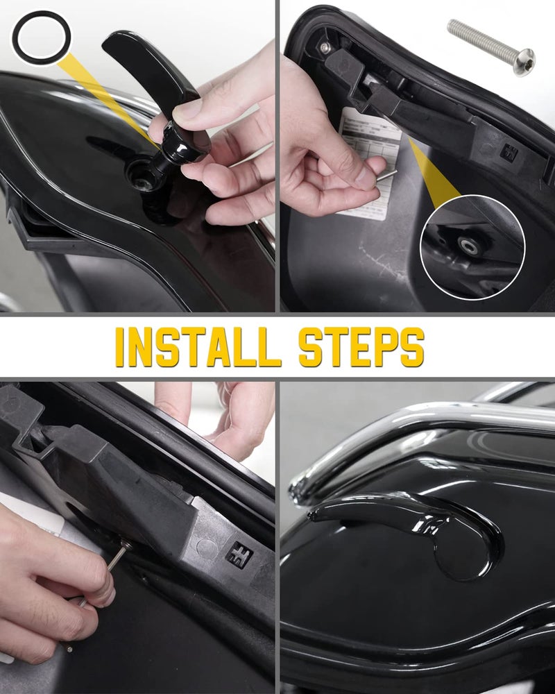 ANONEMOTO Black Saddlebag Latches Kit  Saddlebag Lifters Compatible for Harley Touring 2014-2024 Street Glide Electra Glide Road King with Hard Bag Aluminum Saddle Bag Latch Handle for Motorcycle - Image 5